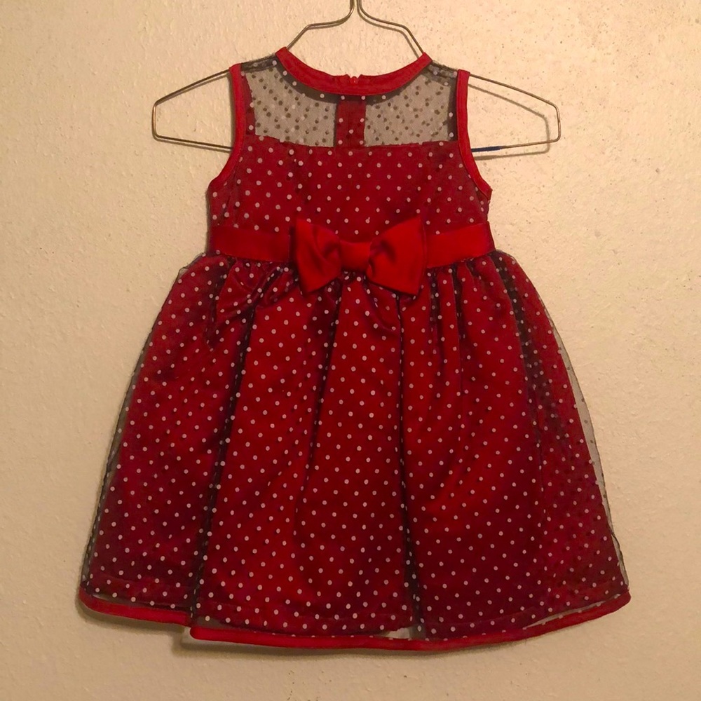 Penny M Red/White Polka Dot Toddler Dress